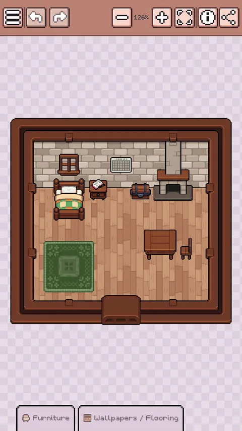 Fields of Mistria Room Planner の家具配置画面